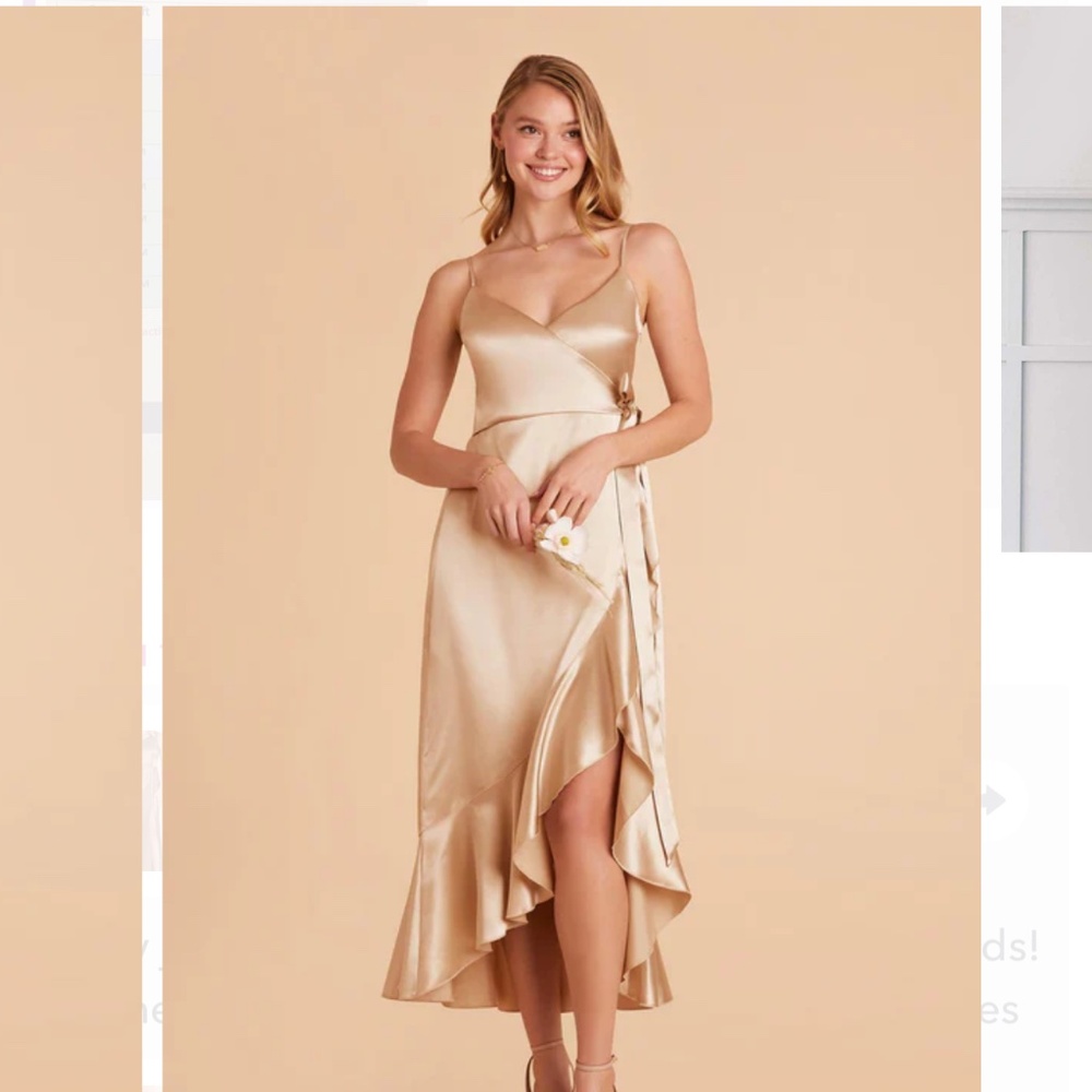 BirdyGrey YC Midi Dress Shiny Satin Gold